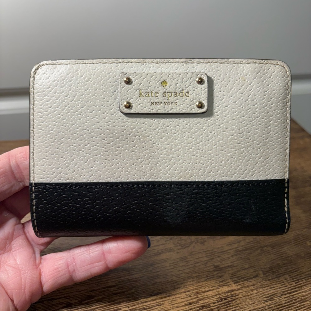 kate spade Cream Leather Logo Plaque Wallet